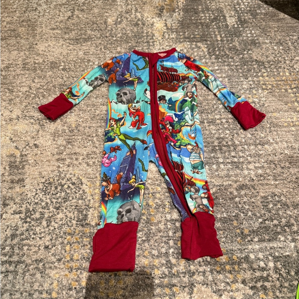 Disney’s Peter Pan Vibrant Red and Blue Cartoon Footies One Piece
